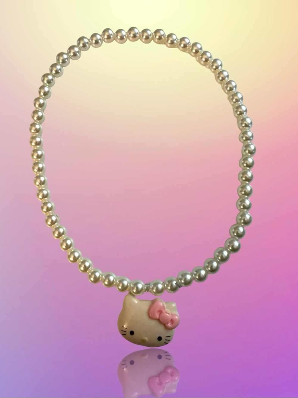Hello Kitty Faux Pearl Beaded Necklace with Hello Kitty Pendant